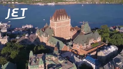 skyline of Quebec City with Jetship logo