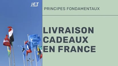 Un groupe de drapeaux internationaux avec le titre “Expédier cadeaux  en France