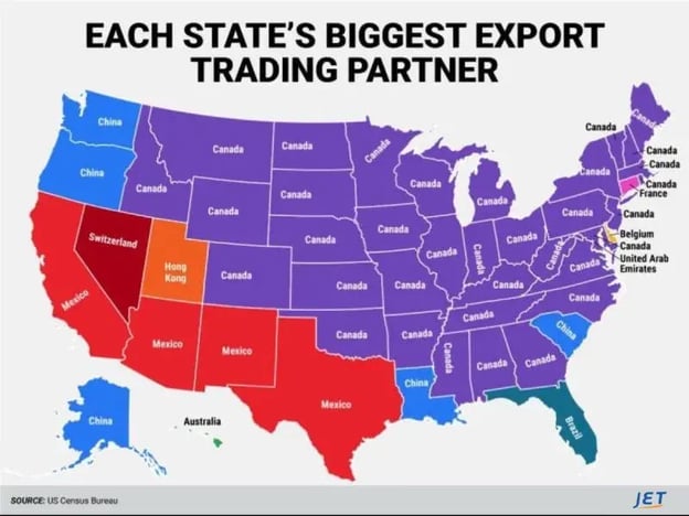 usa canada trade graphic trading partner by state