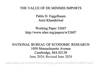 value of de minimis imports