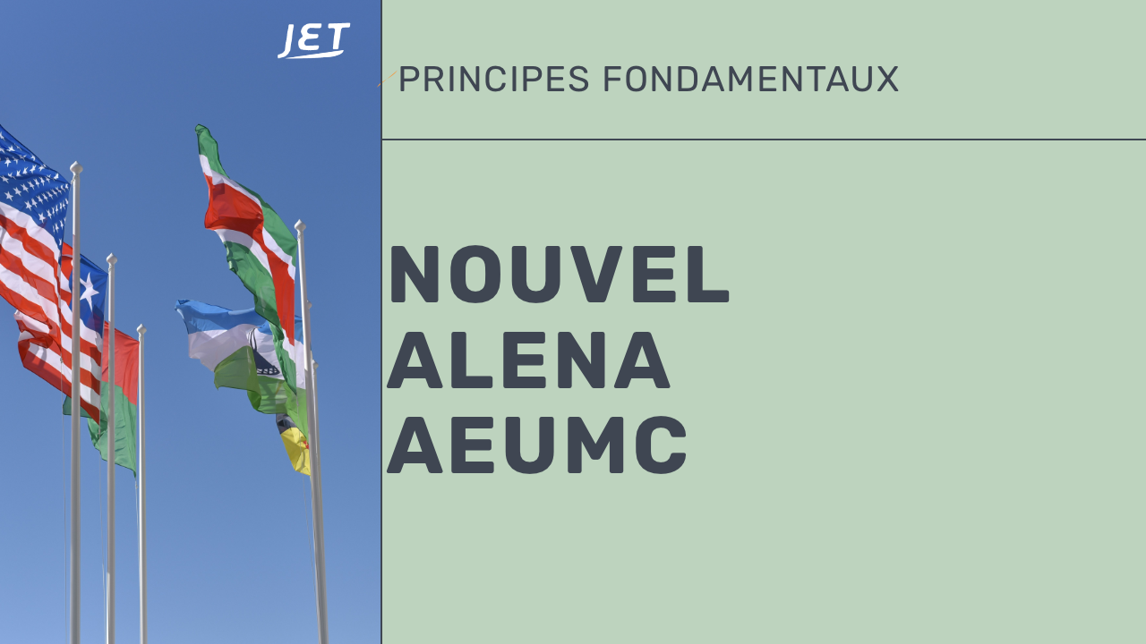 Un groupe de drapeaux internationaux avec le titre “NOUVEL ALENA AEUMC