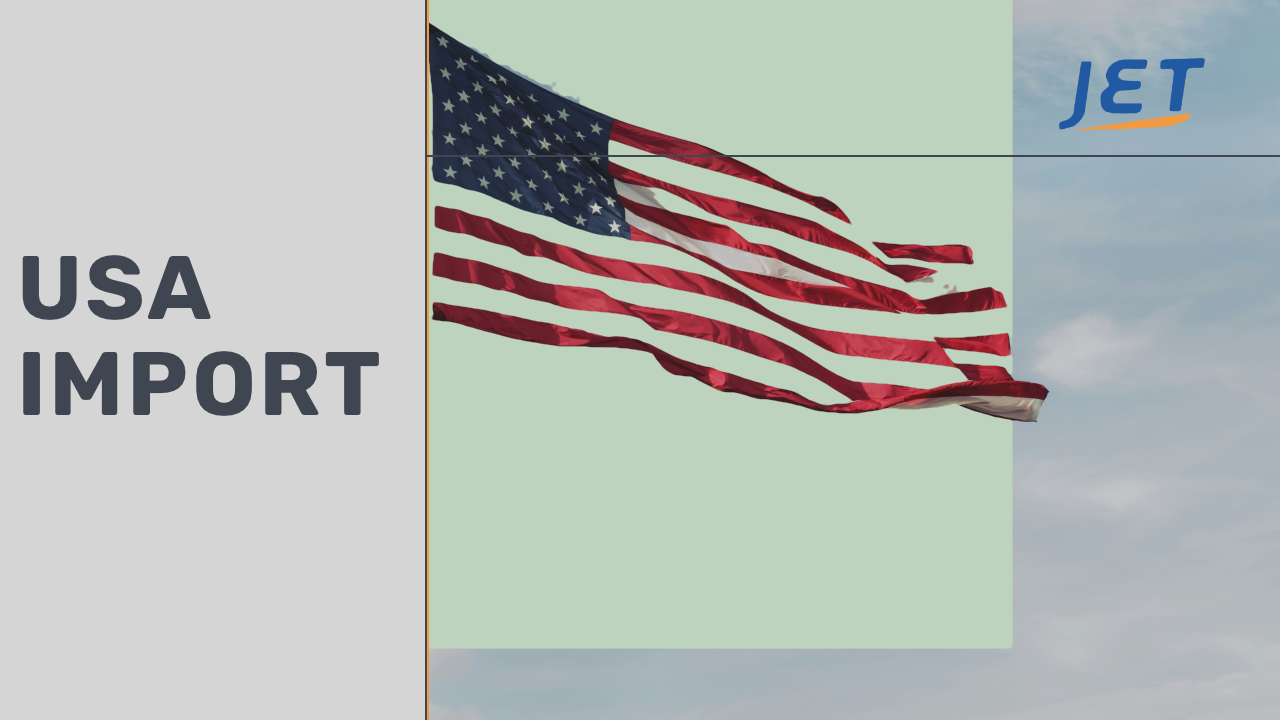 USA import graphic via Jet with American Flag