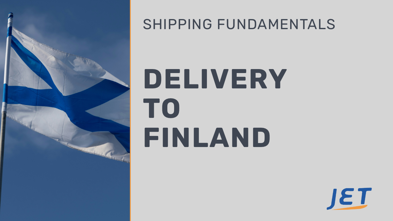 Finland flag with words ship to Finland from Canada