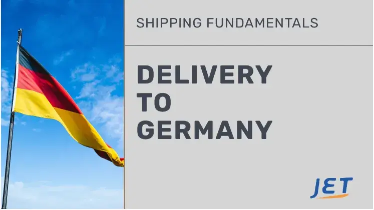 graphic image with German flag, Jetship logo and headline 