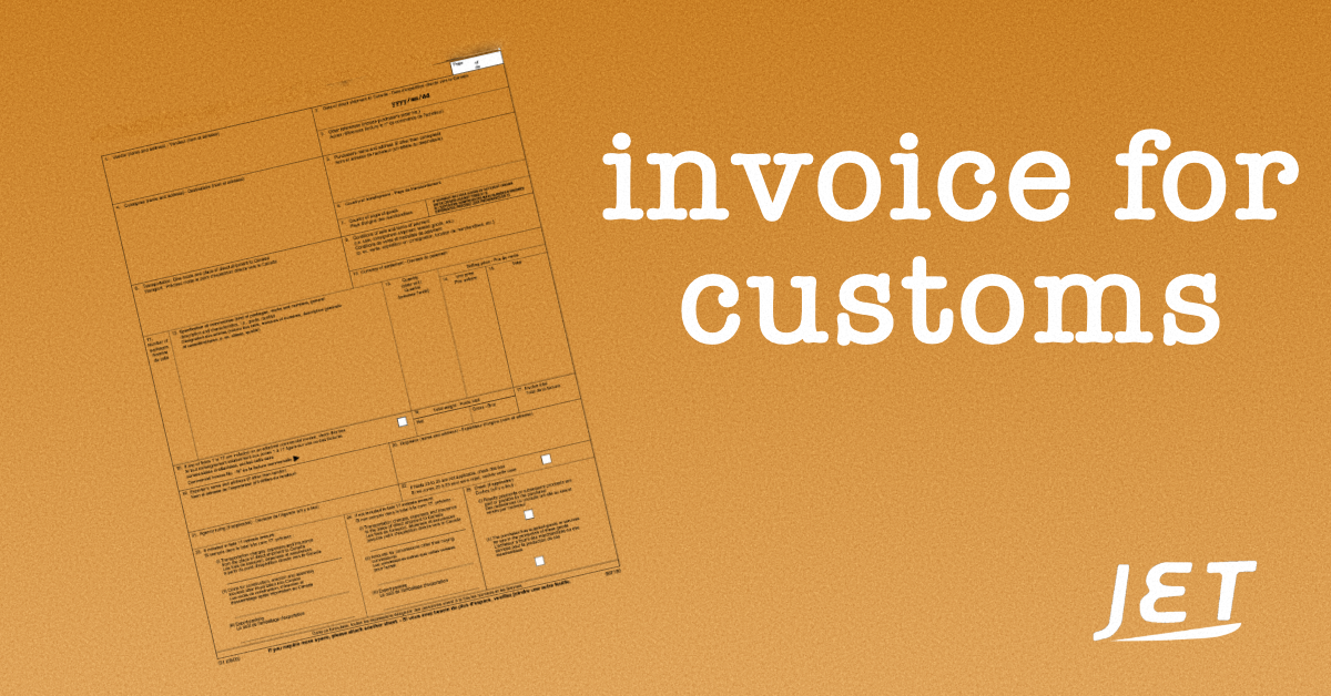 graphic with a sample invoice for customs
