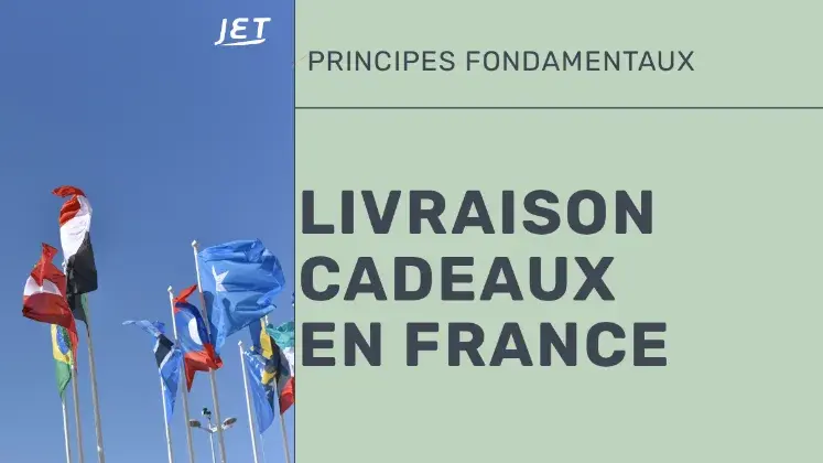 Un groupe de drapeaux internationaux avec le titre “Livraison cadeaux en France