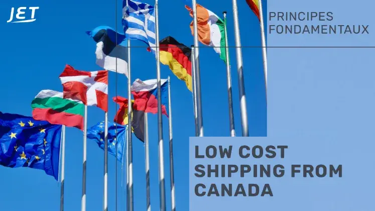 graphic of international flags, Jet Worldwide logo and the headline “low cost shipping from Canada