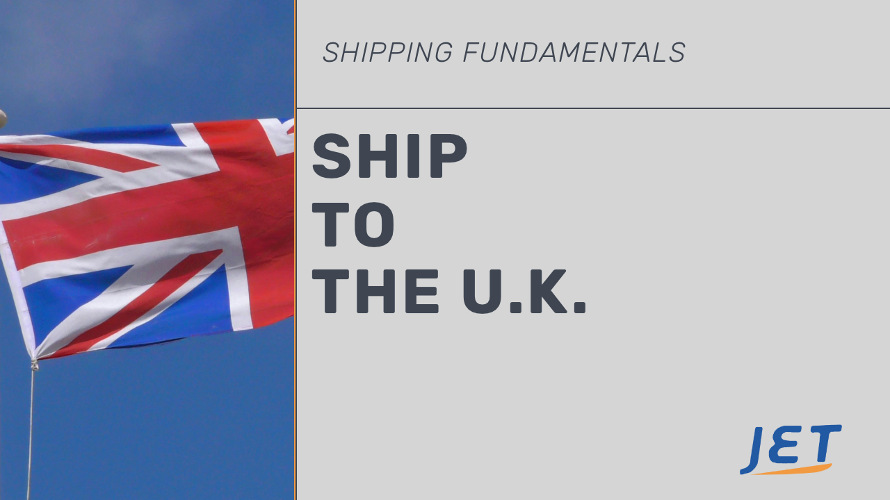 graphic image of shipping Canada to UK with Jet Worldwide logo