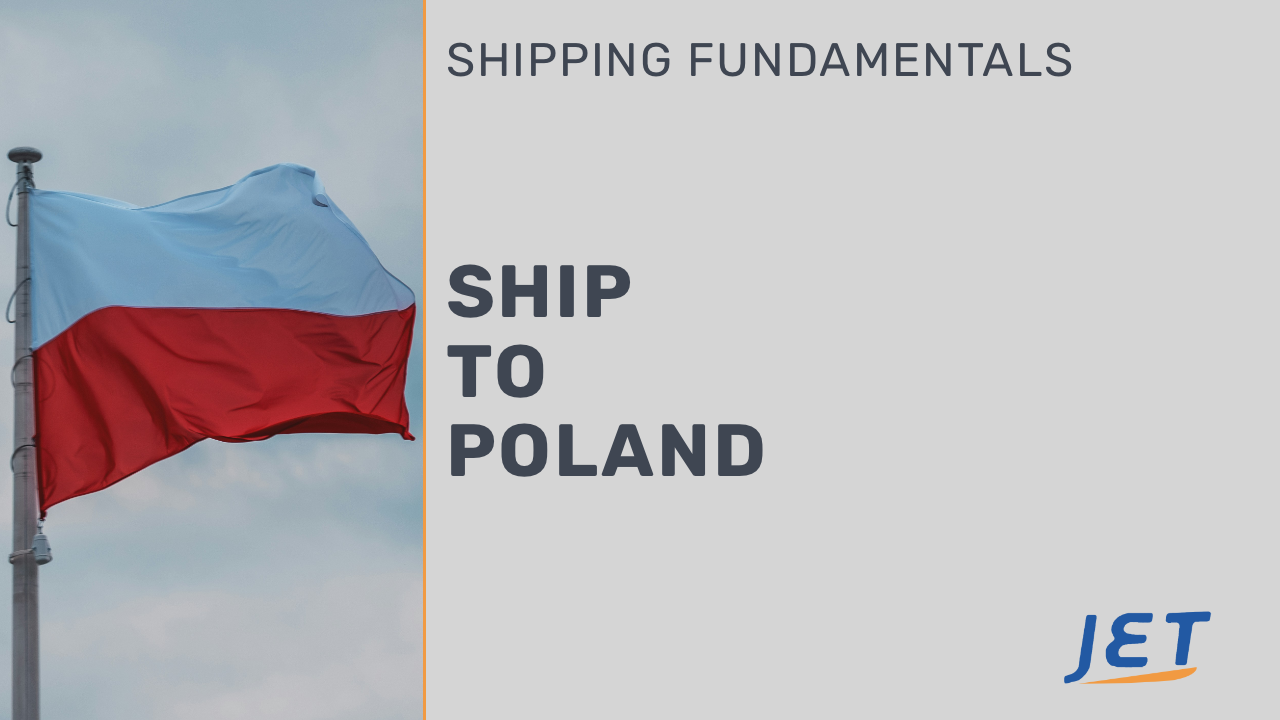 ship to Poland from Canada graphic with Jet Worldwide logo